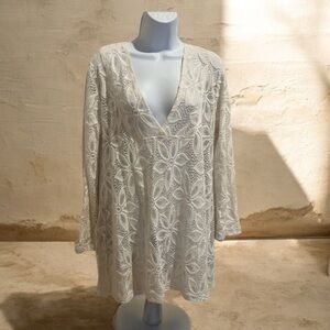Elegant White Lace Swim Coverup